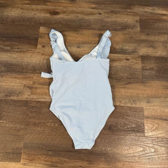 Kindred Bravely Seersucker One Piece Swimsuit Maternity Nursing Wrap Ruffle Tie - Picture 7 of 7